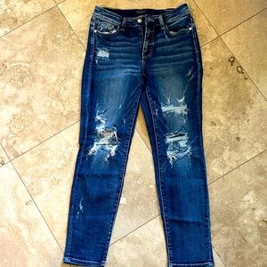 Judy Blue Distressed Dark Blue Skinny Jeans size 5/27